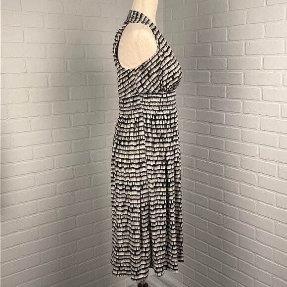 Calvin Klein Dress Women 2 Tan Black Halter Smock‎ Marilyn Monroe Stretch NWT - Picture 5 of 13